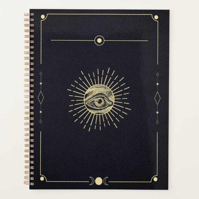 Agenda Vista cósmica - Diseño esoterico dorado (Anverso)