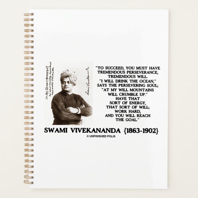 Agenda Vivekananda Para El Éxito Tendrá Perseverancia (Anverso)