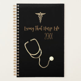 Agenda Vivir esa enfermera vida elegante mano con oro