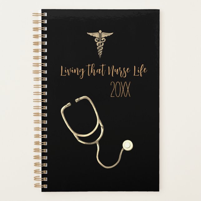 Agenda Vivir esa enfermera vida elegante mano con oro (Anverso)