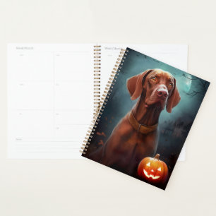 Agenda Vizsla de Halloween con calabazas aterradoras
