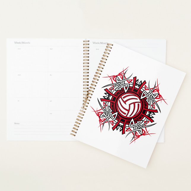 Agenda Voleibol tribal Mandala Deportes rojos y negros (Subido por el creador)