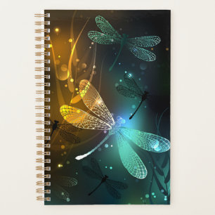 Agenda Vuelo de libélula luminosa verde