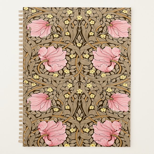 Agenda W Morris Pimpernel Pattern en rosa y sepia (Anverso)