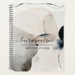 Agenda Watercolor abstracto del diseñador de interiores<br><div class="desc">Un moderno planificador de negocios abstracto para diseñadores de interiores con su firma en tipografía de guiones. Tonos grises,  negros y cremosos. Estilo único.</div>