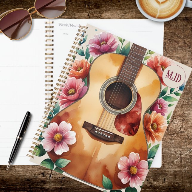 Agenda Watercolor Acoustic Guitar Floral (Subido por el creador)