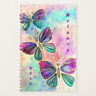 Agenda Watercolor Butterflies Planner su nombre y año