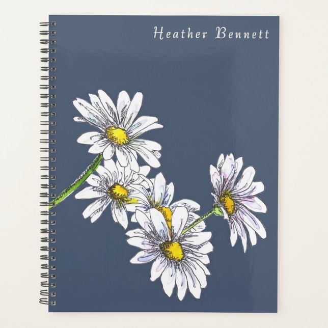 Agenda Watercolor Daisy Floral Boho Christmas Gift (Anverso)