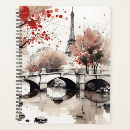 Agenda Watercolor Eiffel Tower Paris Francia