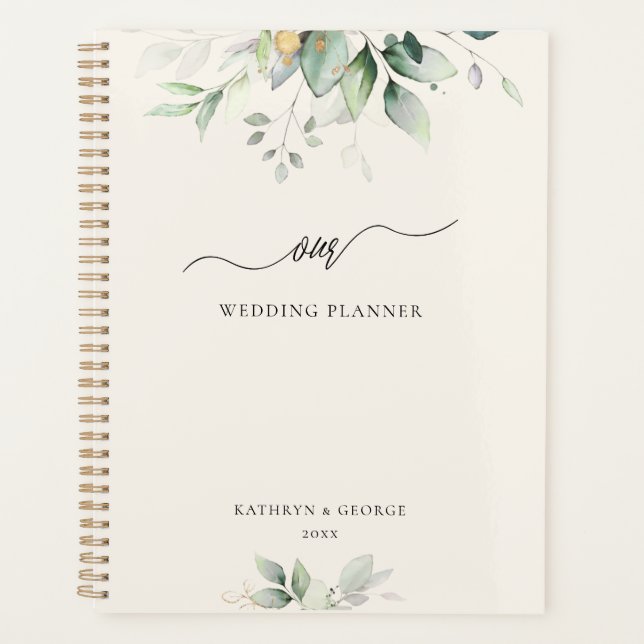 Agenda Watercolor Eucalyptus Greenery Gold (Anverso)