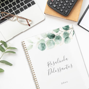Agenda Watercolor Eucalyptus Greenery Gold Foliage
