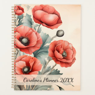 Agenda Watercolor Flor silvestre Rojo Poppies Summer