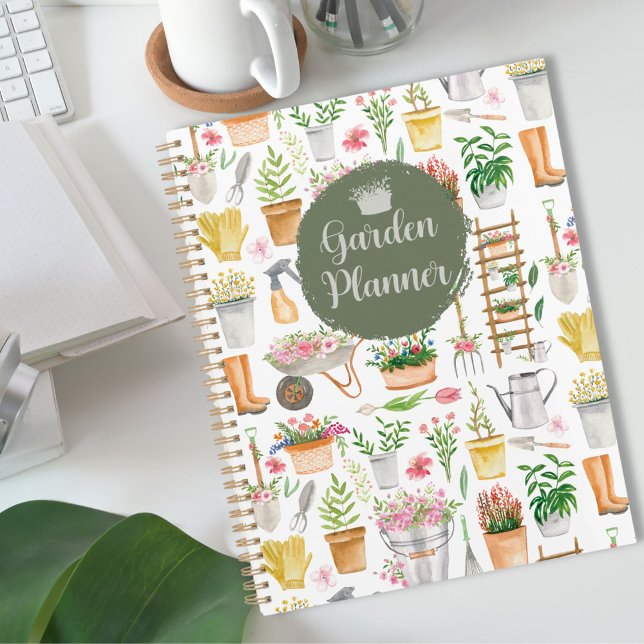Agenda Watercolor Floral Gardening Tools Garden (In situ)