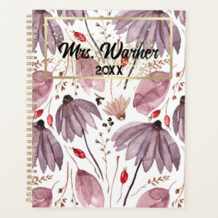 Agenda Watercolor Floral Personalizado Teacher Gift Boho
