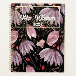 Agenda Watercolor Floral Personalizado Teacher Gift Boho