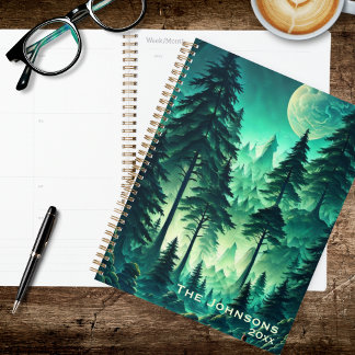 Agenda Watercolor Forest with Full Moon
