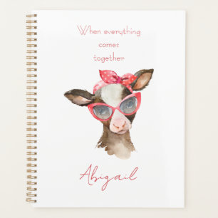 Agenda Watercolor Funny Cow Personalizado