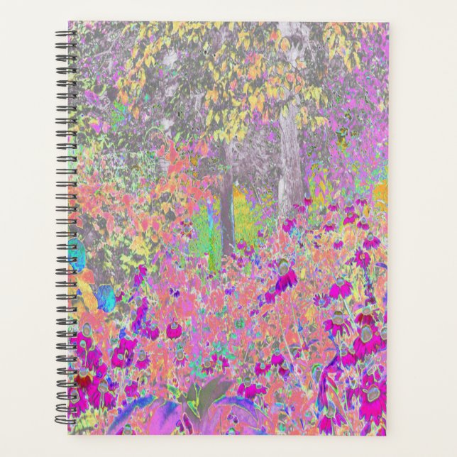 Agenda Watercolor Garden Sunrise con flores moradas (Anverso)