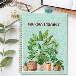 Agenda Watercolor Green Tropical Houseplant Garden