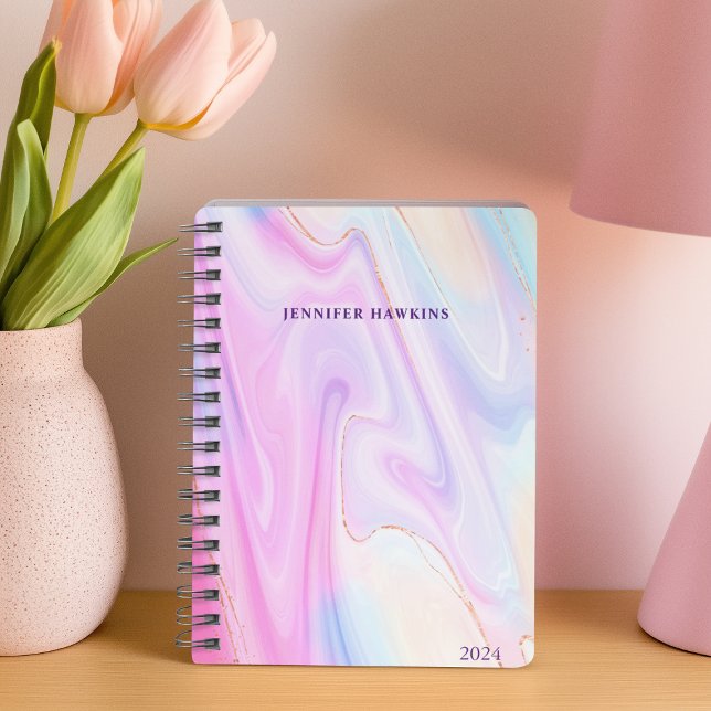 Agenda Watercolor holográfico de moda semanal personal (Subido por el creador)