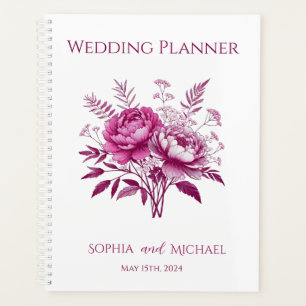 Agenda Watercolor Magenta Peony-Boda-Planner
