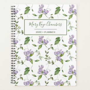 Agenda Watercolor Morado Sweet Pea Flowner Planner
