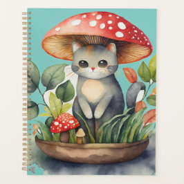 Agenda Watercolor Mushroom Garden Cat