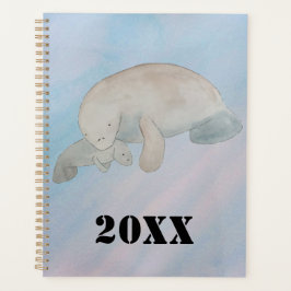 Agenda Watercolor Ocean Mother Baby Manatee