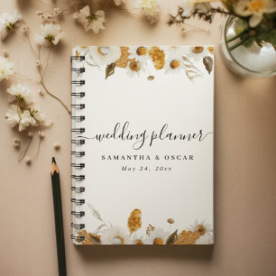 Agenda Watercolor Otumn Marco floral amarillo y blanco