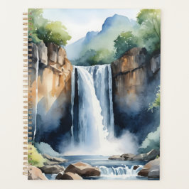 Agenda Watercolor painted waterfall