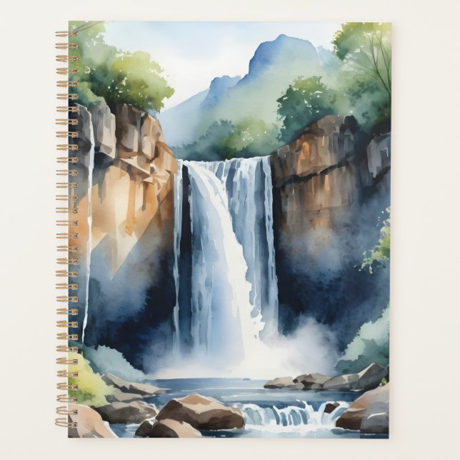 Agenda Watercolor painted waterfall (Anverso)