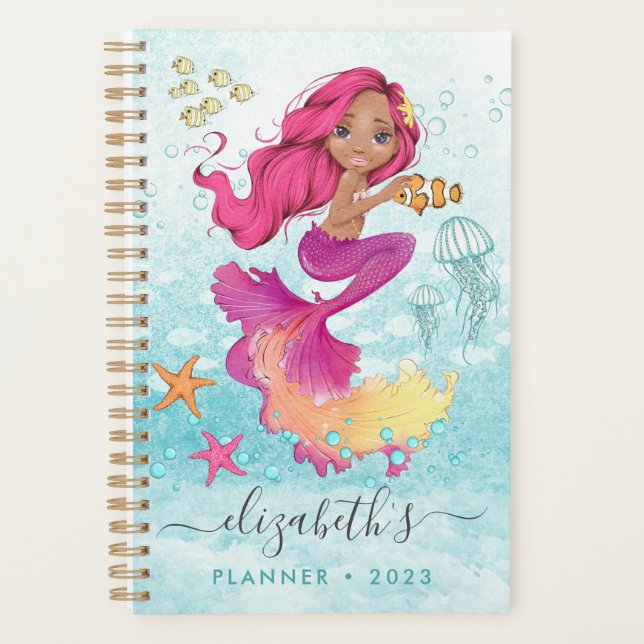 Agenda Watercolor Pequeña Sirenita Espiral de planeamient (Anverso)