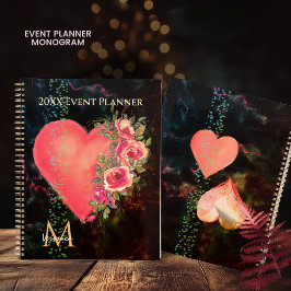 Agenda Watercolor Pink Heart Floral Event