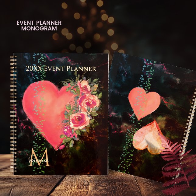 Agenda Watercolor Pink Heart Floral Event (Watercolor Pink Heart Floral Event Planner)