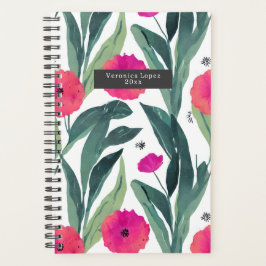 Agenda Watercolor Poppies Botánicos Patrón Floral