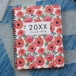 Agenda Watercoloro Red Poppies semanales y mensuales<br><div class="desc">Moderno y elegante planificador semanal y mensual,  con una cubierta de cachorros de color rojo acuarela.</div>