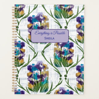 Agenda Watercolour Iris Floral Wreath Notebook