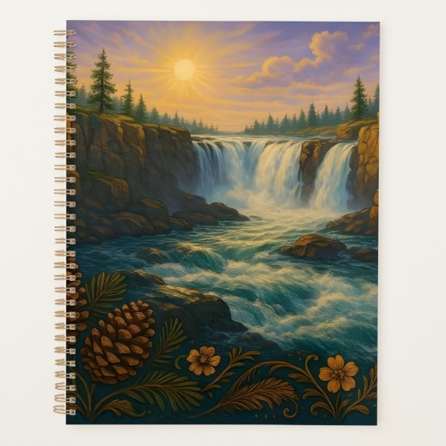 Agenda Waterfall Mountain Morning Sunrise (Anverso)