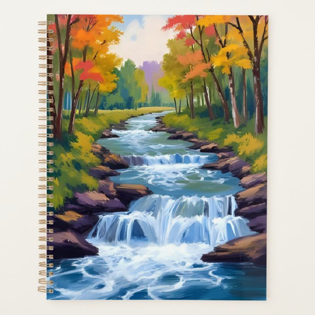 Agenda Waterfall Nature Landscape Painting (Anverso)