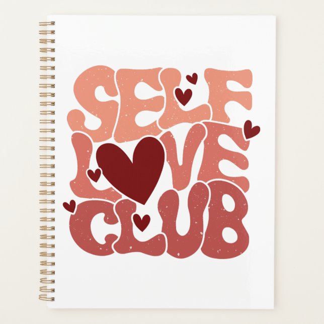 Agenda Wavy 70s Font "Self Love Club" Hearts (Anverso)