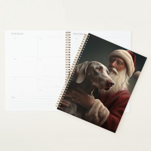 Agenda Weimaraner con Santa Claus Navideño Festivo