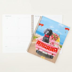 Agenda Weimaraner Dog El día de San Valentín Truck Hearts