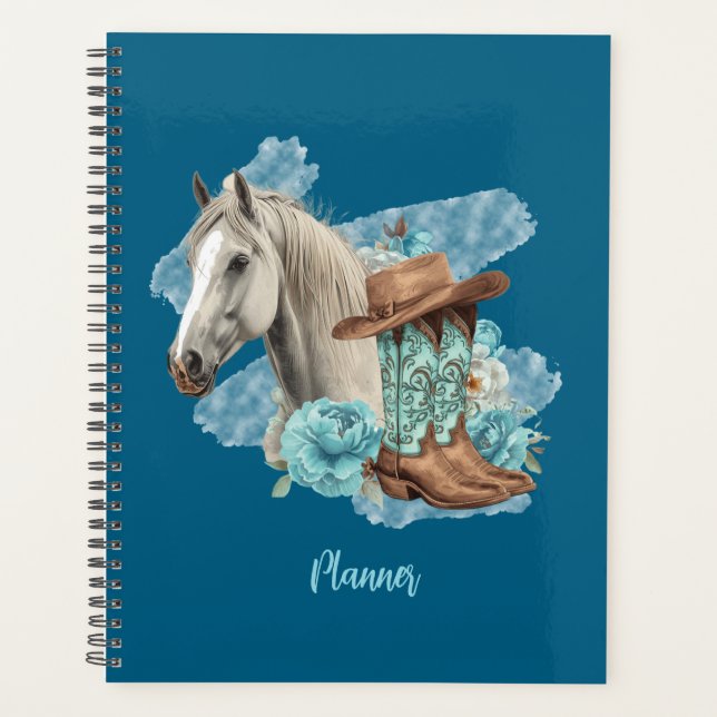 Agenda Western Horse Spiral Planner- Navy (Anverso)