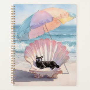 Agenda Whimsical Black Cat Beach Planner
