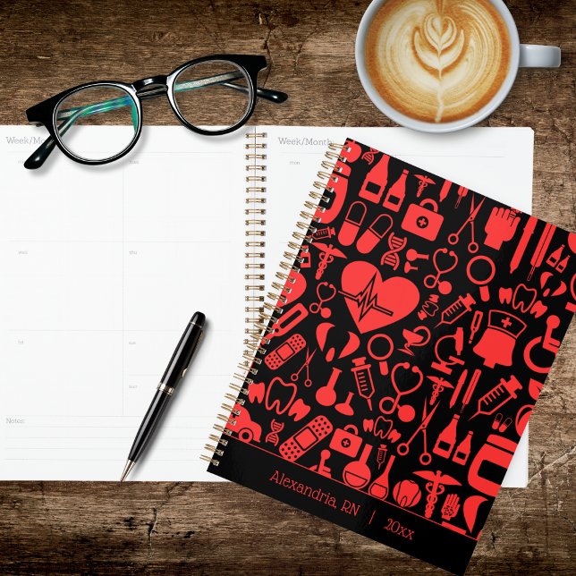 Agenda Whimsical Black & Red Nurse (Subido por el creador)