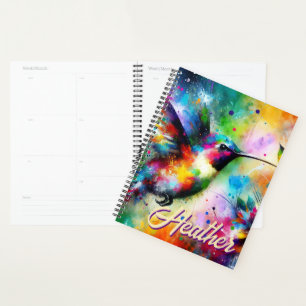 Agenda Whimsical Colorous Hummingbird Bird Personalizado