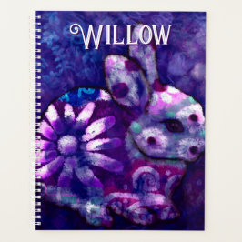 Agenda Whimsical Floral Bunny Rabbit Personalizado
