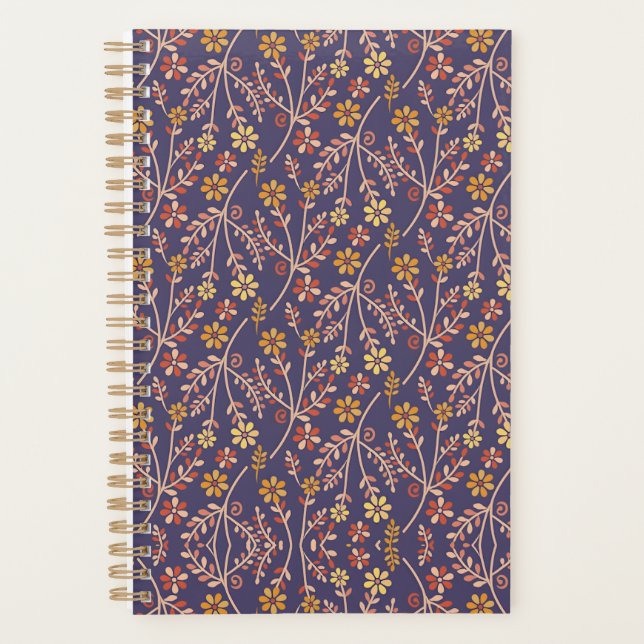 Agenda Whimsical Floral Design with Vines on Purple Back (Anverso)