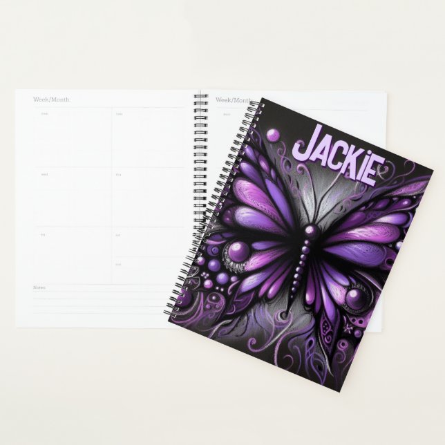 Agenda Whimsical Gothic Butterfly Purple Personalizado (Demostración)