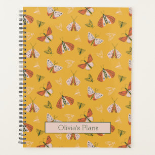 Agenda Whimsical Naranja Ecru Moths Personalizado